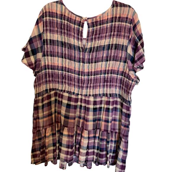 Torrid plaid top baby doll pinks and purples NEW size 4X - Picture 3 of 8